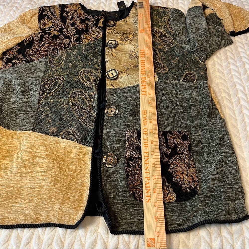 Alex Kim vintage Multicolor Patchwork Blazer size small petite art to wear - Picture 11 of 15